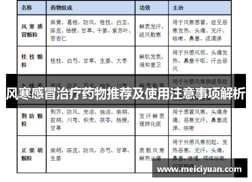 风寒感冒治疗药物推荐及使用注意事项解析